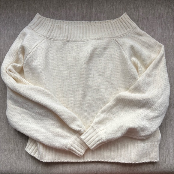 WeWoreWhat Sweaters - we wore what ivory cream oversized knit beachy off the shoulder crop sweater🤍